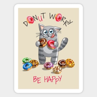 kitty donut worry Magnet